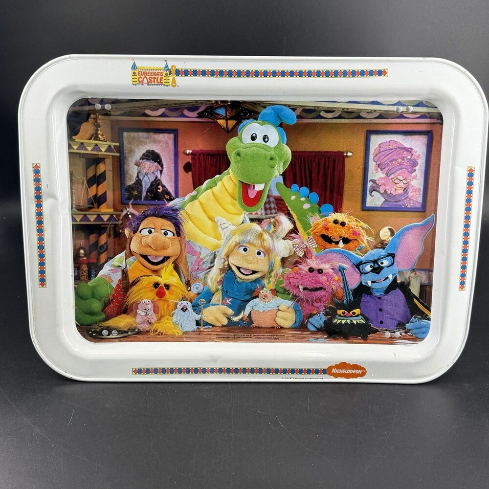 Vintage Eureka's Castle Metal 1991 Lap TV Tray Stands Fold Up Legs Nickelodeon